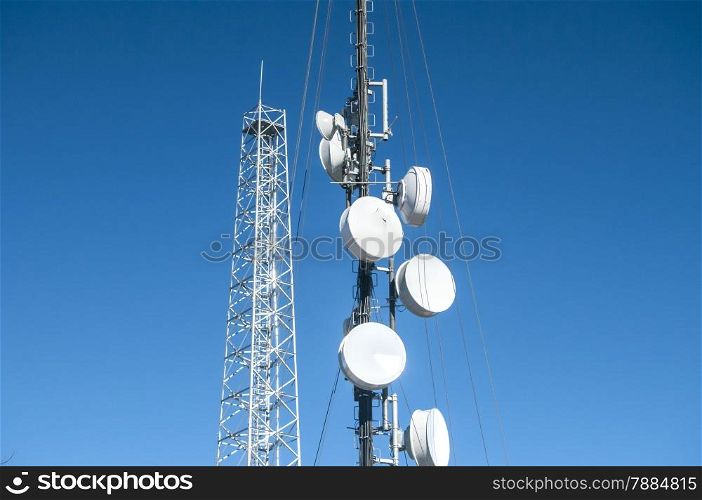 Cell phone antenna or aerial tower used for GSM and UMTS mobile phone transmissions