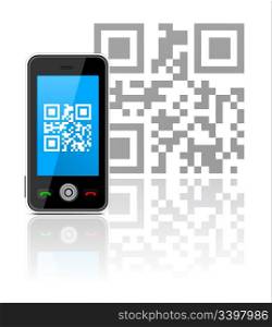 Cell phone with QR code - best choice. Vector illustration