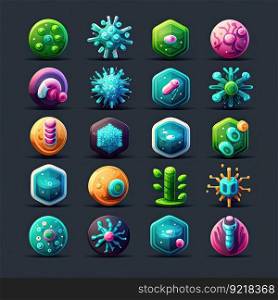 cell virus bacteria ai generated. bacterium science, health pathogen, germ icon cell virus bacteria illustration. cell virus bacteria ai generated