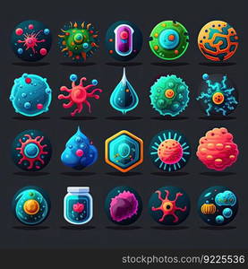 cell virus bacteria ai generated. bacterium science, health pathogen, germ icon cell virus bacteria illustration. cell virus bacteria ai generated