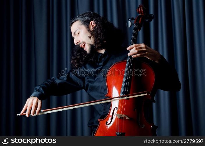 Cello player during performance