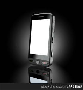 Cellphone. Mobile phone on black background. 3d