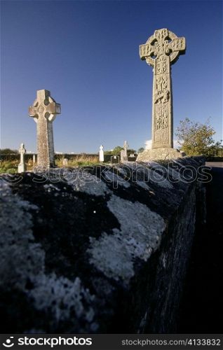 Celtic crosses in a graveyard, Davacliff, Republic of Ireland