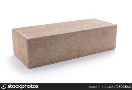 Cement brick isolated on white background. Construction brick at white