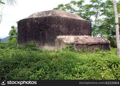 Cement bunker on the hill near Hue, central Vietnam
