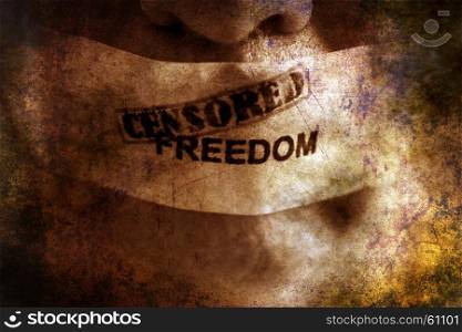 Censored freedom tape over the mouth