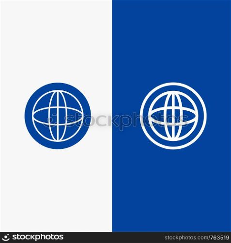 Center, Communication, Global, Help, Support Line and Glyph Solid icon Blue banner Line and Glyph Solid icon Blue banner