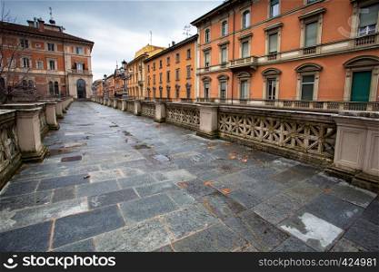 center of the Italian city of Bologna. view of the old buildings