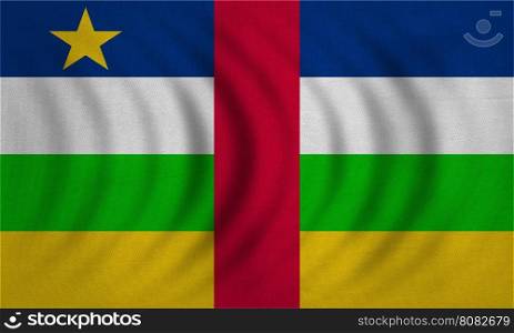 Central Africa national official flag. African patriotic symbol, banner, element, background. Correct colors. Flag of the Central African Republic wavy real fabric texture, accurate size, illustration