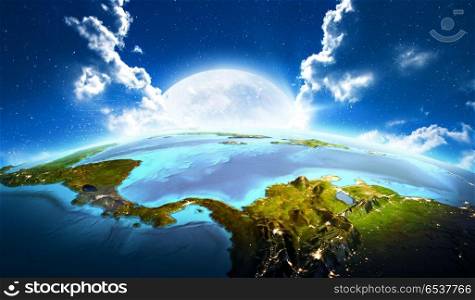 Central America. 3D rendering. Central America. Elements of this image furnished by NASA. 3D rendering. Central America. 3D rendering