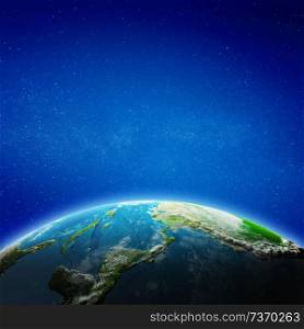 Central America from space. Elements of this image furnished by NASA. 3d rendering. Central America from space