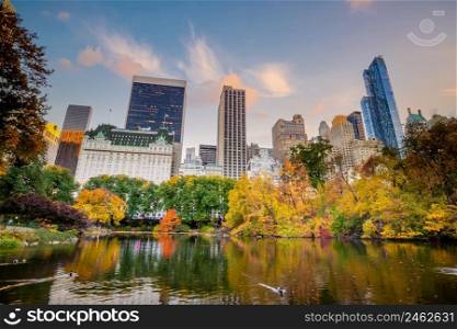 Central Park in autumn in midtown Manhattan New York City USA