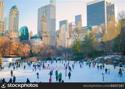 Central Park in winter, New York City, USA. Beautiful Central Park in New York City