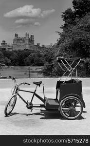 Central Park Manhattan The Lake rickshaw bike New York US