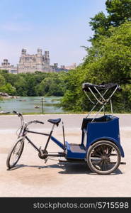 Central Park Manhattan The Lake rickshaw bike New York US