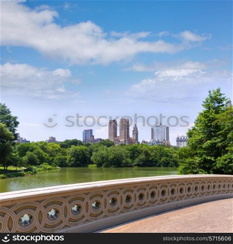 Central Park The Lake Bow Bridge New York US