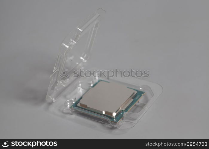 Central processing unit CPU processor microchip. Central processing unit CPU processor microchip in plastic packaging