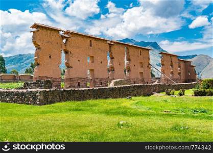Central wall of the Temple of Wiracocha or Temple of Raqchi in Cusco Region, Peru