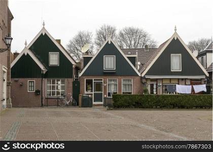 Centre of the dutch village Urk with typical wooden houses