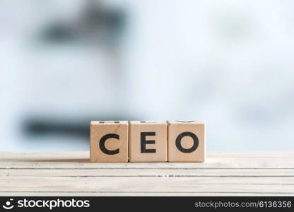 CEO title on a wooden sign made of cubes