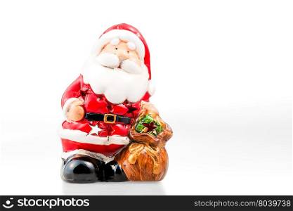 ceramic candle holder in the form of Santa Claus isolated and a white background