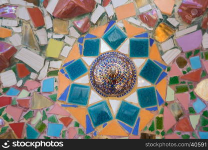 ceramic glass wall background at wat phra that pha son kaew. temple in Khao Kho, Phetchabun, Thailand