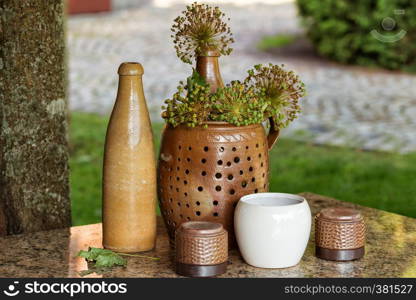 ceramic handmade bottles, jars, candle holders
