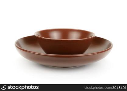 Ceramic plates isolated on a white background