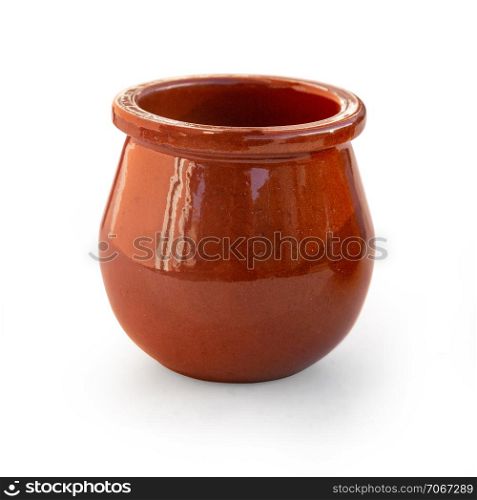 Ceramic pot for food isolated on white with clipping path