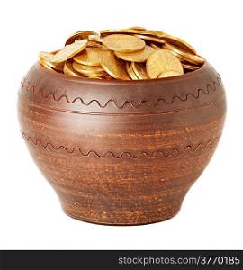 ceramic pot full of coins
