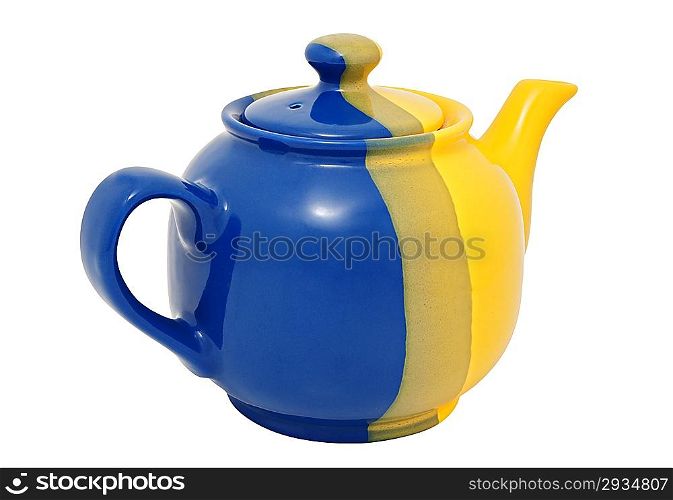 Ceramic teapot for brewing tea isolated on white background