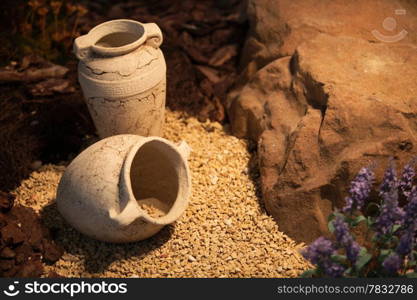 Ceramic vases pots clay jugs. Old traditional vintage pottery - decoration and craft