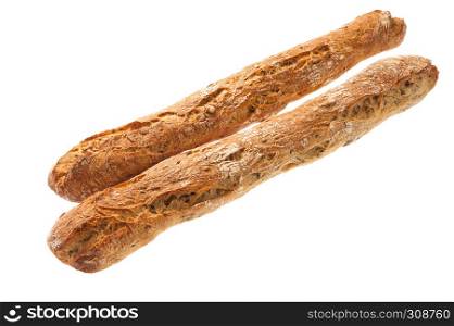 cereal baguette isolated on white background