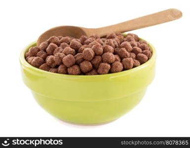 cereal chocolate balls in bowl isolated on white background