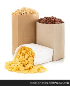 cereal corn mix in paper bag isolated on white background