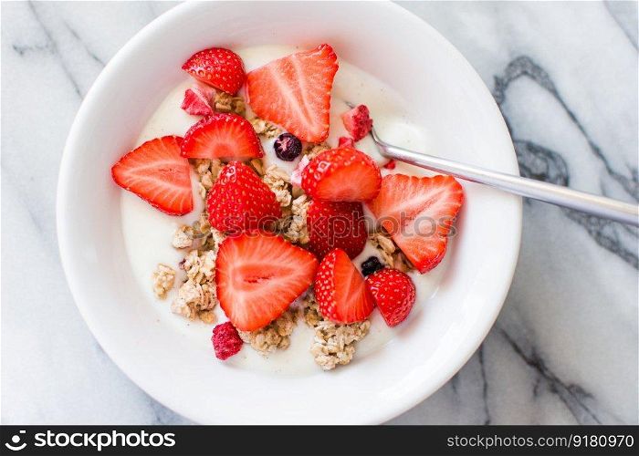 cereal food breakfast strawberries