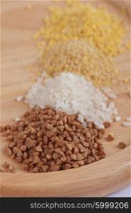 Cereals - buckwheat rice millet. Cereals - buckwheat rice millet and wheat groats