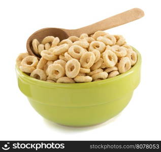 cereals rings in bowl isolated on white background