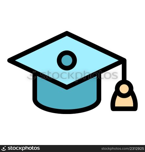 Ceremony graduation hat icon. Outline ceremony graduation hat vector icon color flat isolated. Ceremony graduation hat icon color outline vector