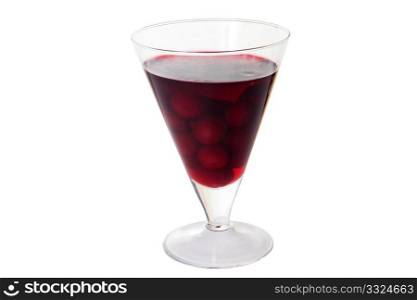 cerise dessert in glass isolated on white background