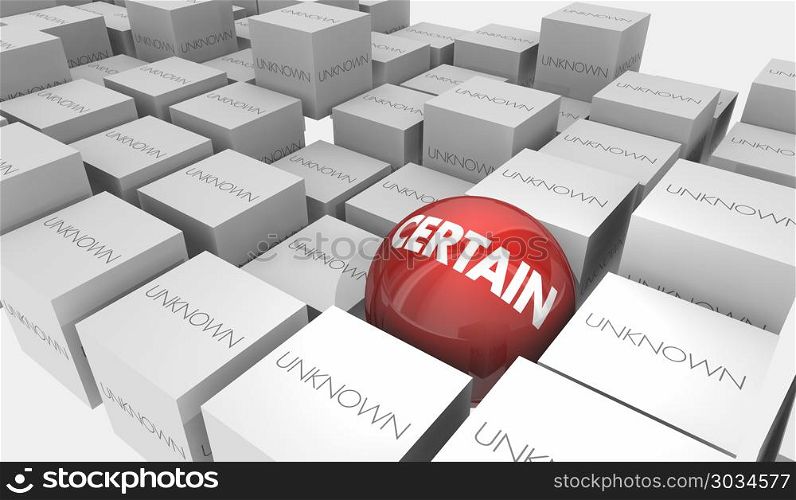 Certain Vs the Unknown Faith Confidence Word 3d Render Illustration