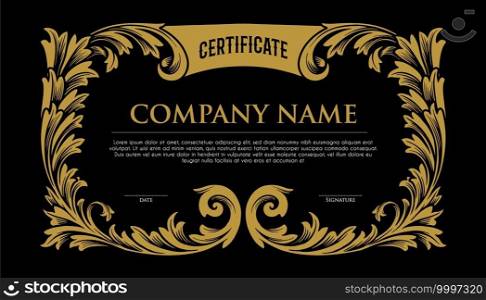 Certificate Gold Frame Elegant illustrations for your work Logo, mascot merchandise t-shirt, stickers and Label designs, poster, greeting cards advertising business company or brands.