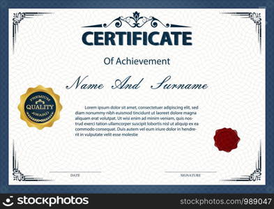 Certificate or diploma vintage style and design template with paper sheet. vector illustration