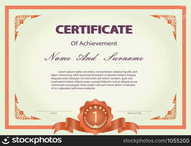 Certificate template editable name and surname, date and signature ...