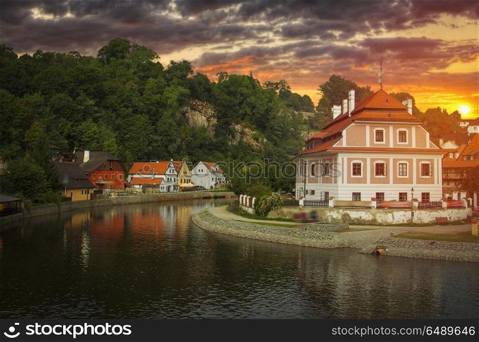 Cesky Krumlov - the city of South Bohemia Czech Republic region. Located on the Vltava River. declared a UNESCO World Heritage Site.. Cesky Krumlov