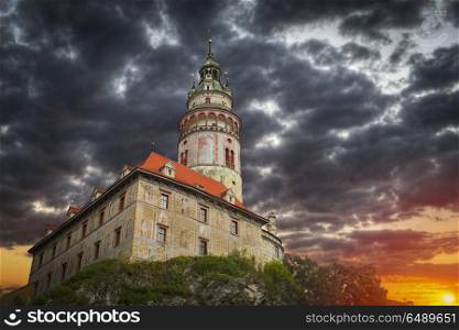 Cesky Krumlov - the city of South Bohemia Czech Republic region. Located on the Vltava River. declared a UNESCO World Heritage Site.. Cesky Krumlov