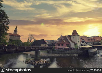 Cesky Krumlov - the city of South Bohemia Czech Republic region. Located on the Vltava River. declared a UNESCO World Heritage Site.