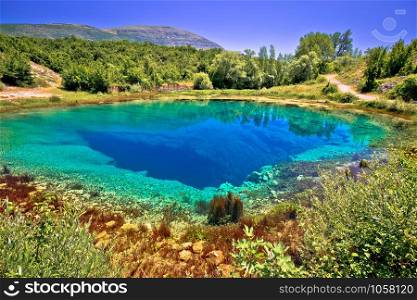 Cetina river source or the eye of the Earth landscape view, Dalmatian Hinterland of Croatia