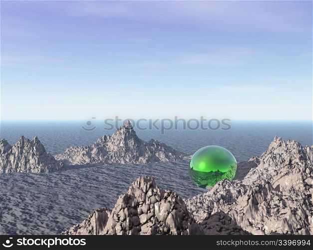 CGI - Abstract Crater with Colourful Sphere
