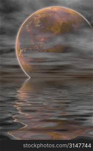 CGI Planet With Ocean Reflection